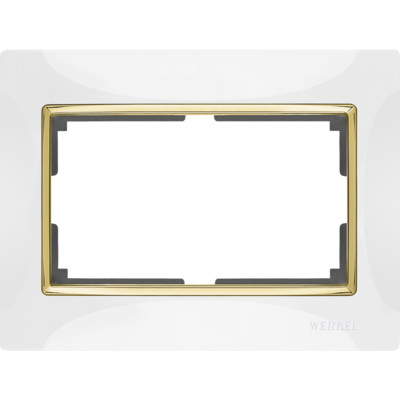 WL03-Frame-01-DBL-white-GD/ Рамка для двойной розетки (белый/золото) Palacio