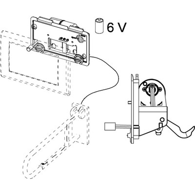 Механизм дистанционной активации смыва унитаза для проводных электронных кнопок, батарейка 6 В
