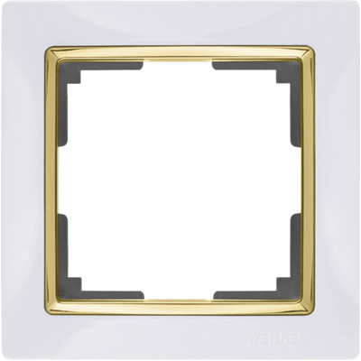 WL03-Frame-01-white-GD/ Рамка на 1 пост (белый/золото) Snabb