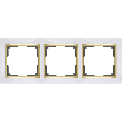 WL03-Frame-03-white-GD/ Рамка на 3 поста (белый/золото) Snabb