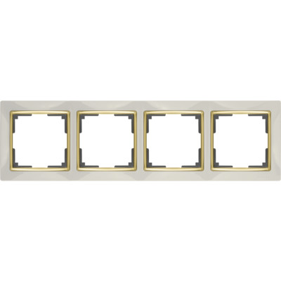 WL03-Frame-04-ivory-GD/ Рамка на 4 поста (слоновая кость/золото) Snabb