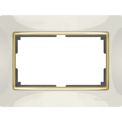 WL03-Frame-01-DBL-ivory-GD/ Рамка для двойной розетки (слоновая кость/золото)