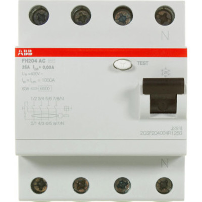 УЗО ABB FH204 AC-63/0,3 4-х полюсное тип AC 63A 300mA 4 модуля