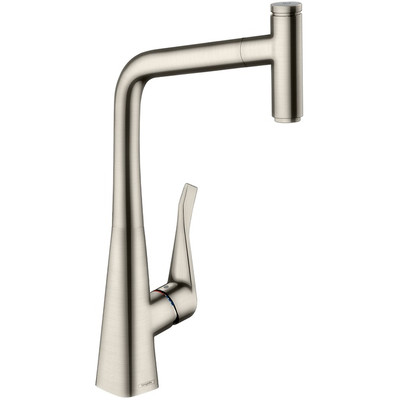 Смеситель для кухни с выдвижным изливом Hansgrohe 14884800 Metris Select, под сталь