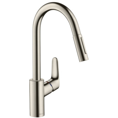 Hansgrohe 31815800 Focus Смеситель для кухни однорычажный, с выдвижным душем, 1/2, под сталь