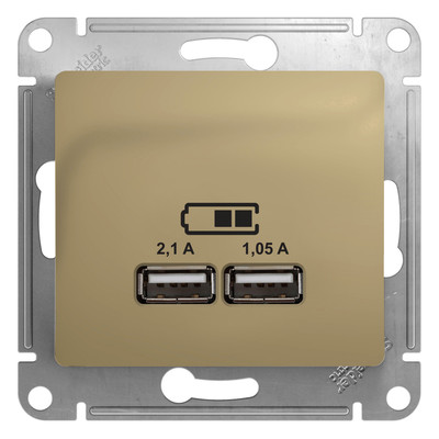 GLOSSA USB РОЗЕТКА A+A, 5В/2,1 А, 2х5В/1,05 А, механизм, ТИТАН GSL000433