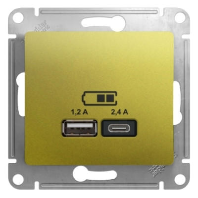 GLOSSA USB РОЗЕТКА A+С, 5В/2,4А, 2х5В/1,2 А, механизм, ФИСТАШКОВЫЙ GSL001039