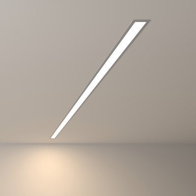 Линейный светодиодный встраиваемый светильник 128см 25W 4200К матовое серебро (100-300-128)