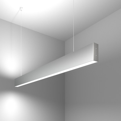 Линейный светодиодный подвесной двусторонний светильник 103см 40W 6500K матовое серебро (101-200-40-103)