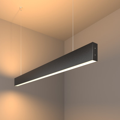 Линейный светодиодный подвесной двусторонний светильник 103см 40W 3000K черная шагрень (101-200-40-103)
