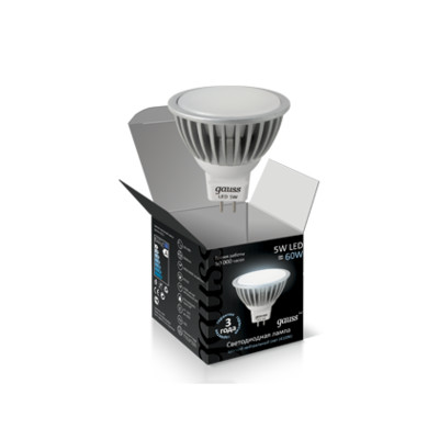 Gauss лампа светодиодная MR16 GU5.3 5W холодная 4100К